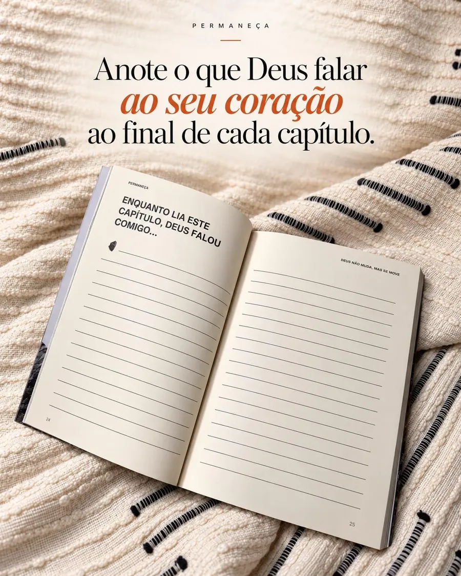 Espaço para anotar o que Deus falar ao final de cada capítulo