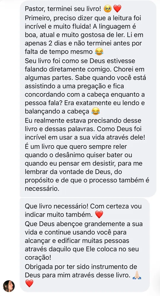 Mensagem de leitora que terminou o livro em dois dias