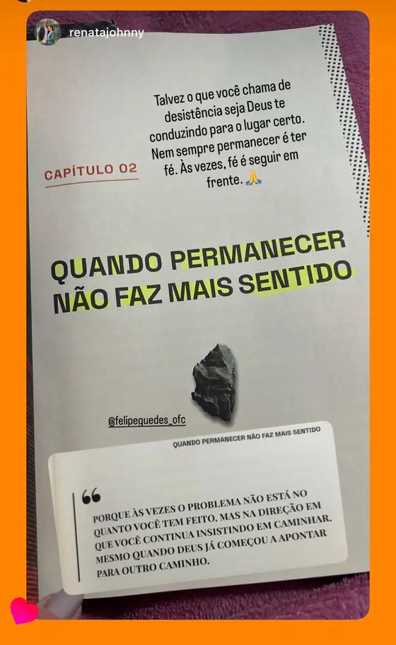 Story destacando o capítulo 2 do livro Permaneça